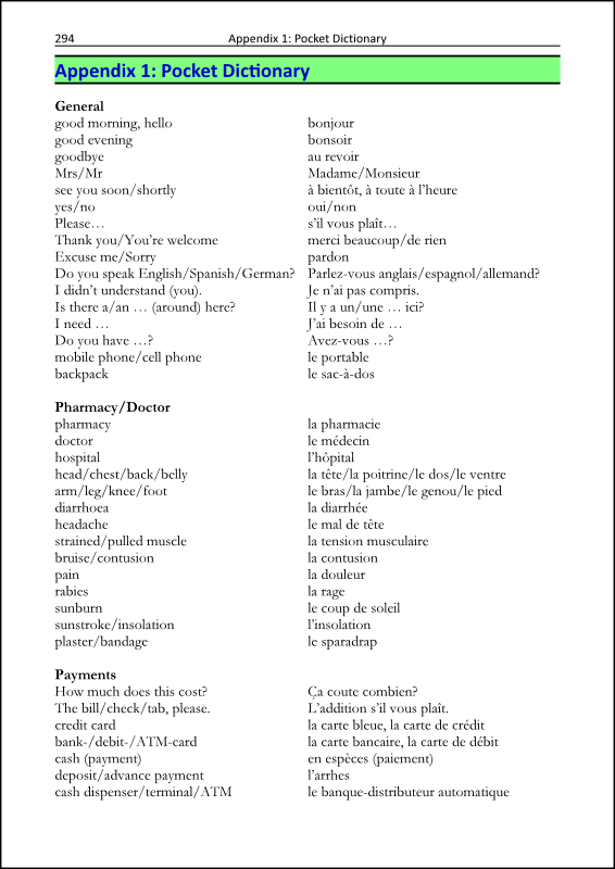 sample 1 from appendix Pocket Dictionary