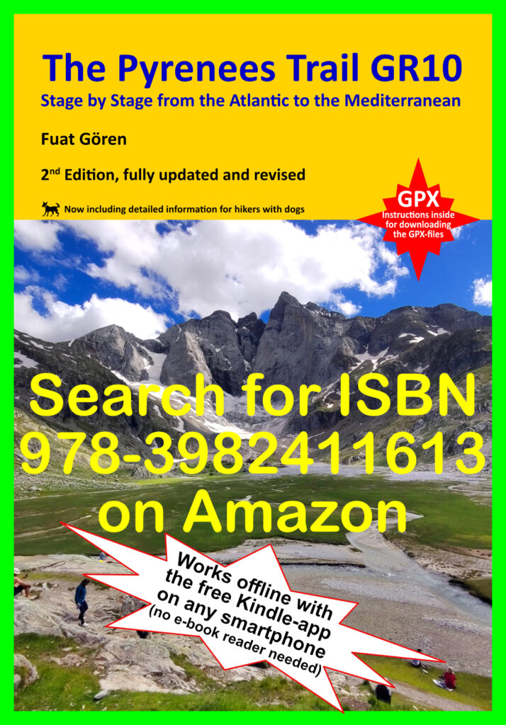 Bookcover of 2nd edition of english hiking-guidebook The Pyrenees Trail GR10